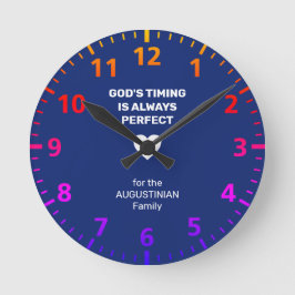 GOD'S TIMING ALWAYS PERFECT | Personalized Blue Runde Wanduhr