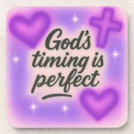 god's timing is perfect airbrush retro 90s purple getränkeuntersetzer