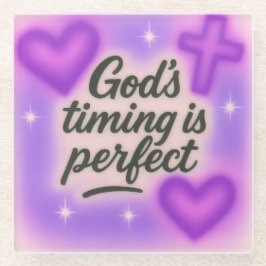god's timing is perfect airbrush retro 90s purple glasuntersetzer