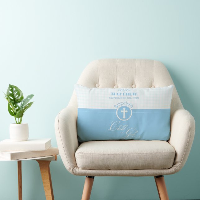 Godson Baptism Blue Child of God Personalisiert Lendenkissen (Stuhl )
