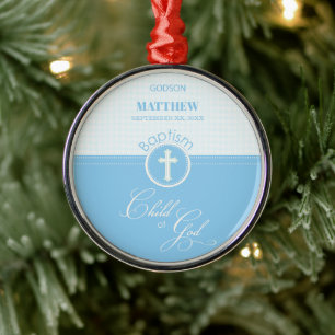 Godson Baptism Blue Child of God Personalisiert Ornament Aus Metall