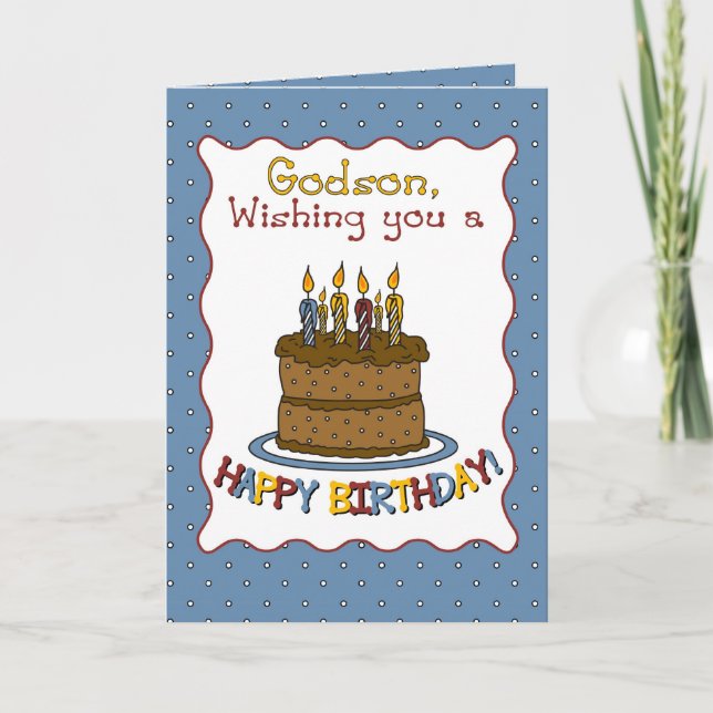 Godson Birthday Cake Karte (Vorderseite)