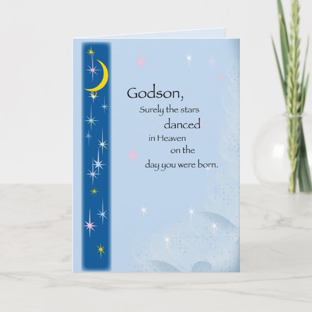 Godson Birthday, Stars tanzt im Himmel Karte (Vorderseite)