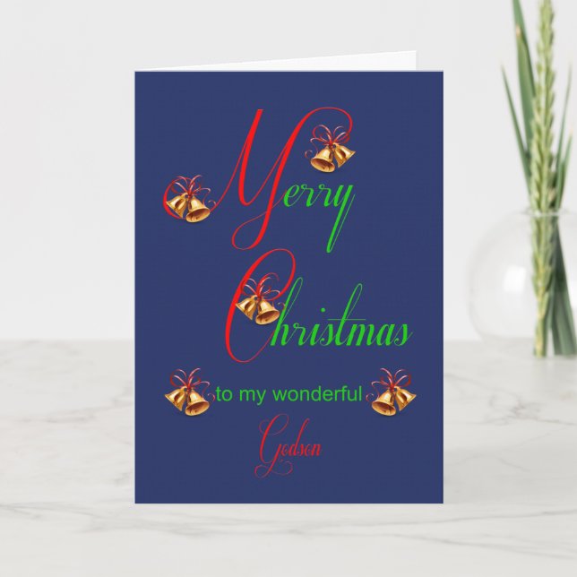 Godson Christmas Bells Holiday Card Feiertagskarte (Vorderseite)