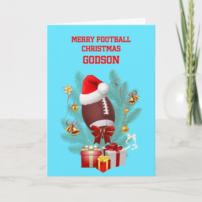 Godson Christmas Football Feiertagskarte (Vorderseite)