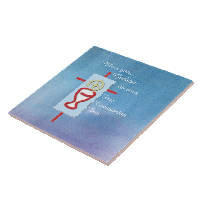 Godson, Erste Heilige Kommunion, Blau Fliese (Seite)