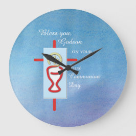Godson, Erste Heilige Kommunion, Blau Große Wanduhr