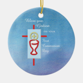 Godson, Erste Heilige Kommunion, Blau Keramikornament