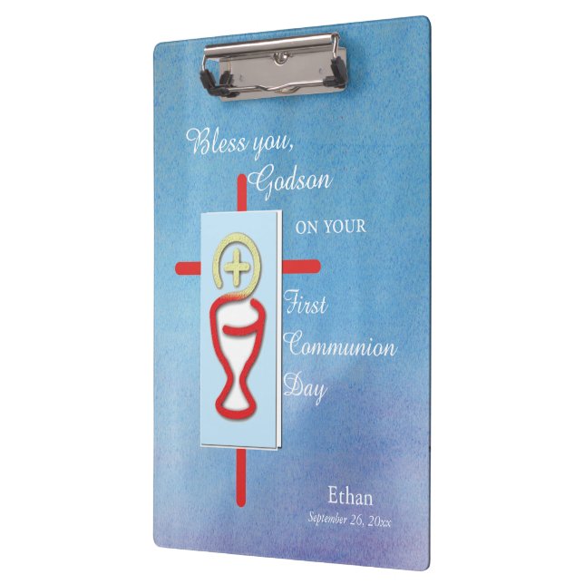 Godson, Erste Heilige Kommunion, Blau Klemmbrett (Links)