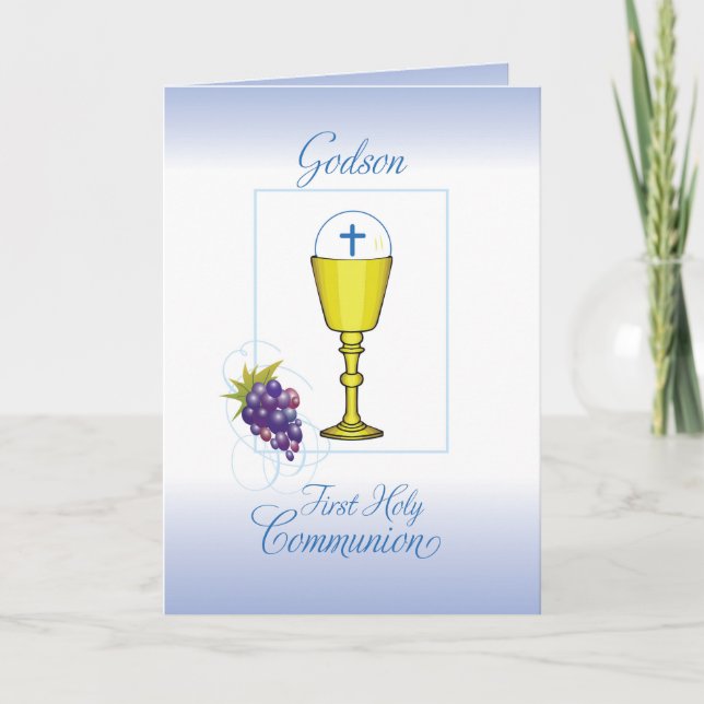 Godson First Communion, Chalice mit Host & Trauben Karte (Vorderseite)