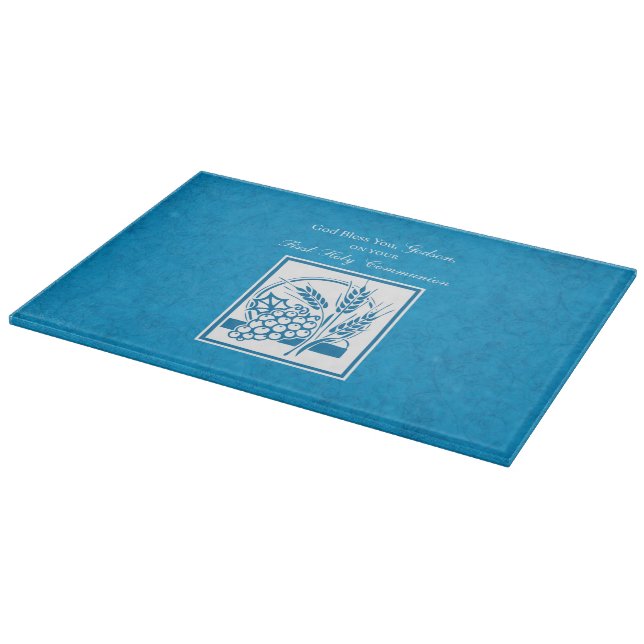 Godson First Communion, Weizen, Trauben Blau Schneidebrett (Ecke)