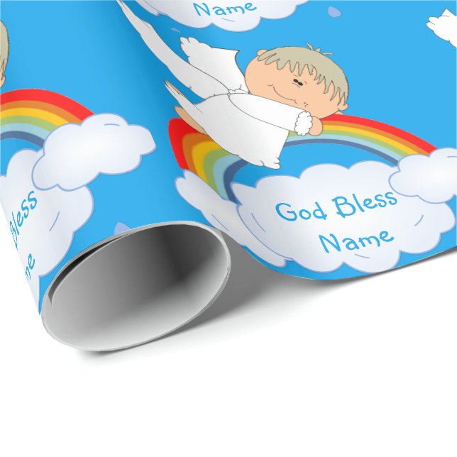 Godson Godchild Baby Boy Showgeschenk Personalisie Geschenkpapier (Rolleneckpunkt)