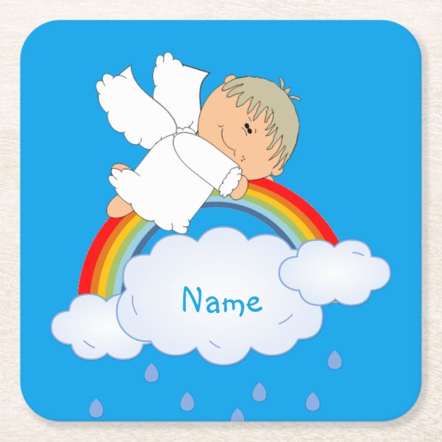 Godson Godchild Baby Boy Showgeschenk Personalisie Rechteckiger Pappuntersetzer (Vorderseite)