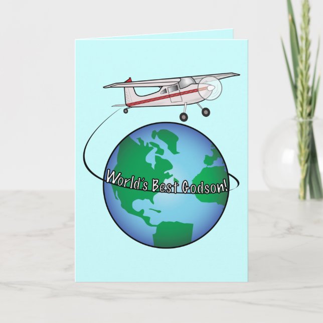 Godson Happy Birthday mit Flugzeugkarte Karte (Vorderseite)