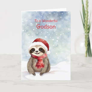 Godson Happy Holidays Niedlich Sloth mit Weihnacht Karte