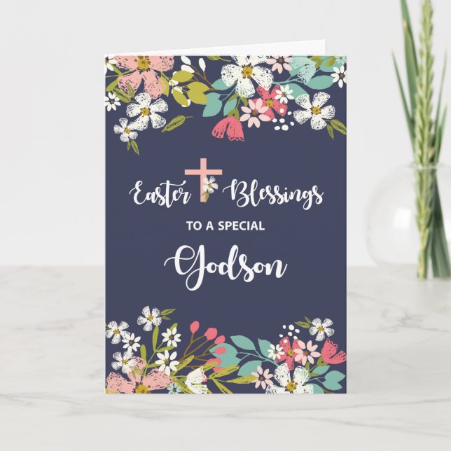 Godson-Ostersegnungen der Blume des Risen Christi Karte (Vorderseite)