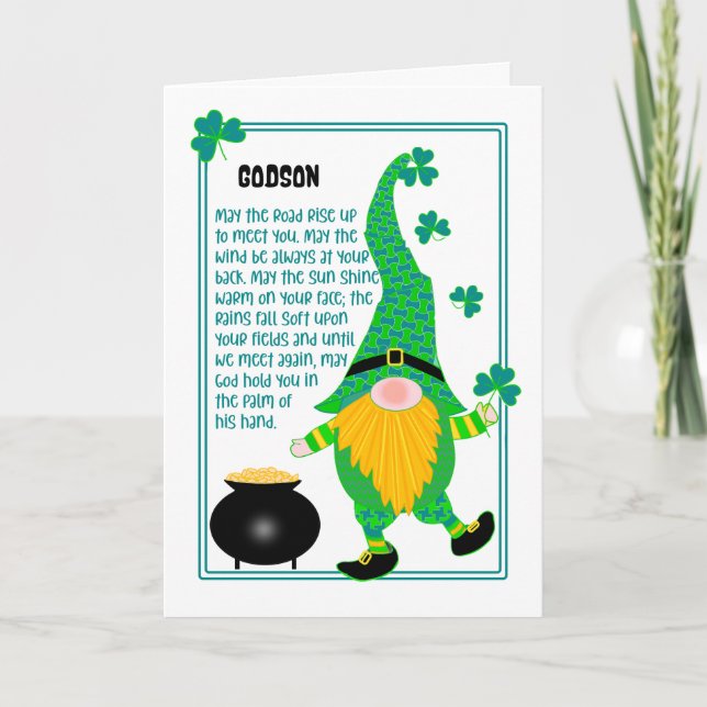 Godson St Patrick's Leprechaun Celtic Card Karte (Vorderseite)