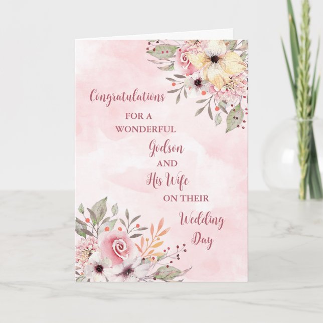 Godson und seine Ehefrau Hochzeitsgratulation Karte (Vorderseite)