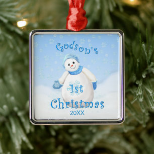 Godsons 1. Weihnachtsschneemann-Ornament Silbernes Ornament