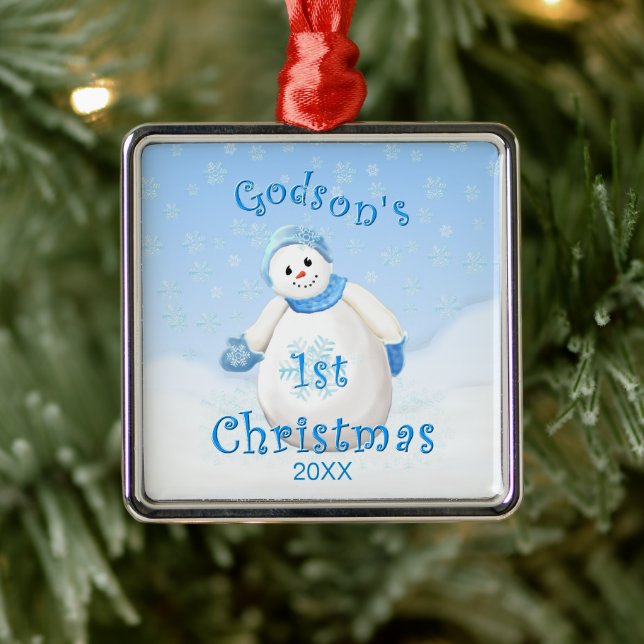 Godsons 1. Weihnachtsschneemann-Ornament Silbernes Ornament (Baum)