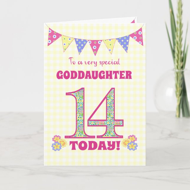 Godtochter 14. Geburtstag Primroses Jagdkarte Karte (Vorderseite)