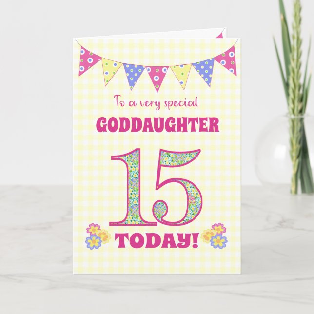 Godtochter 15. Geburtstag Primroses Jagdkarte Karte (Vorderseite)