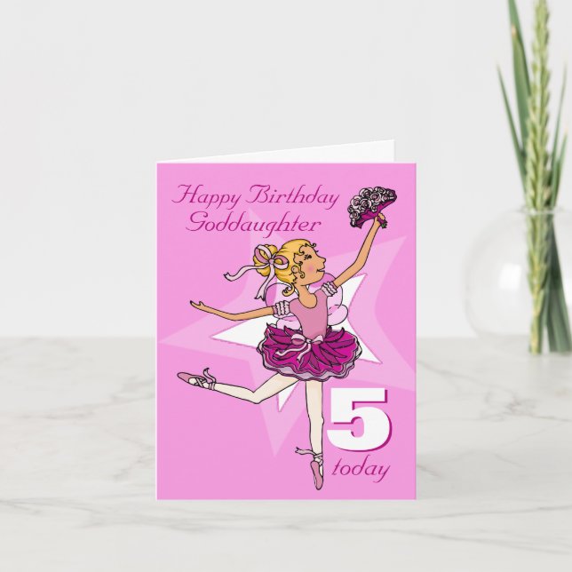 Godtochter Ballerina Geburtstag rosa Karte (Vorderseite)