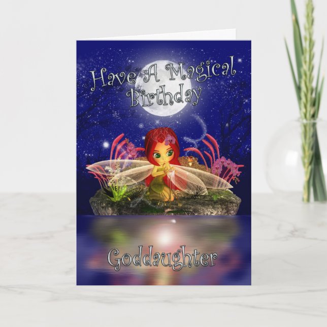 Godtochter Birthday Card - Niedliche kleine Fee -  Karte (Vorderseite)