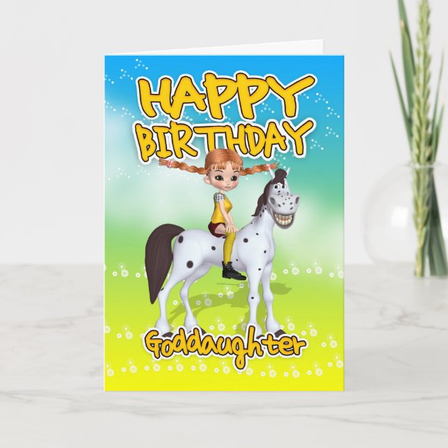 Godtochter Birthday Card - Süsse Pie Long Stockin Karte (Vorderseite)