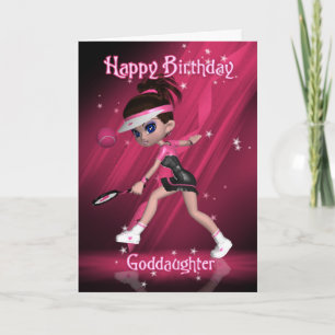 Godtochter Birthday Card - Tennis Karte