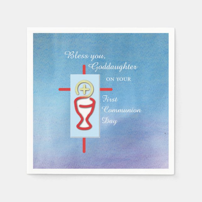 Godtochter, Erste Heilige Kommune, Türkis Serviette (Vorderseite)