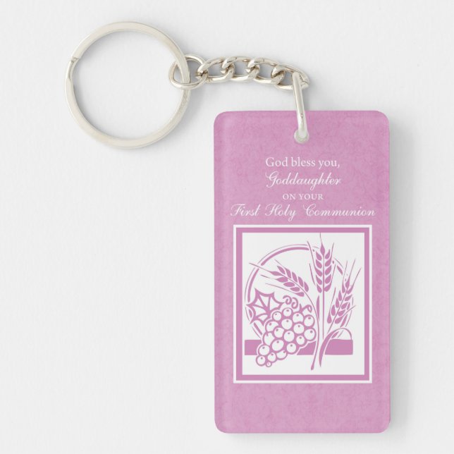Godtochter Erste Kommune, Rosa Schlüsselanhänger (Vorderseite)