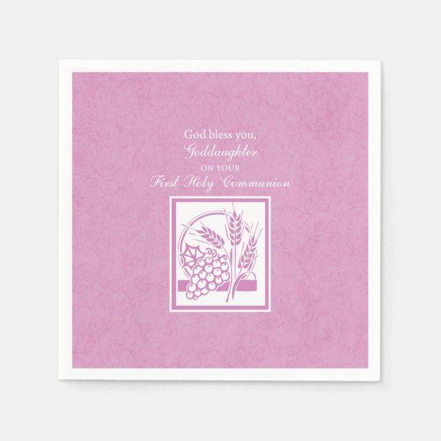Godtochter Erste Kommune, Rosa Serviette (Vorderseite)