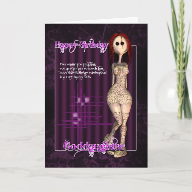 Godtochter Funky Modern Birthday Card mit Rag Do Karte (Vorderseite)