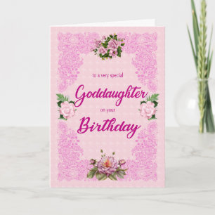 Godtochter Geburtstag mit rosafarbener Rosenkarte Karte