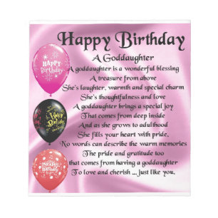 Godtochter Gedicht - Happy Birthday Notizblock