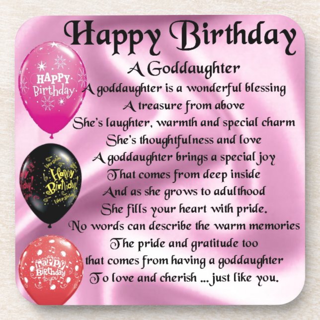 Godtochter Gedicht - Happy Birthday Untersetzer (Vorderseite)