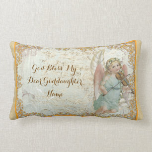 Godtochter Gift Communion Taufe Angel Vintag Lendenkissen