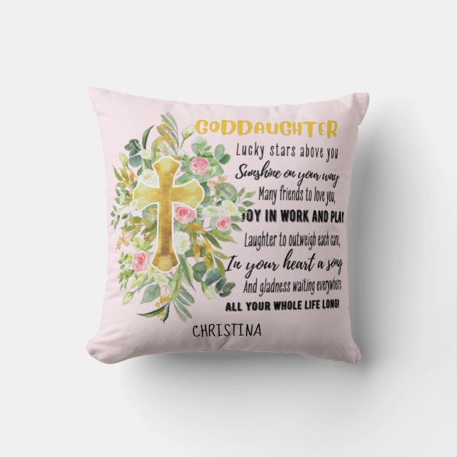 Godtochter Gift Motivierend Ermutigung NAMED Kissen (Vorderseite)