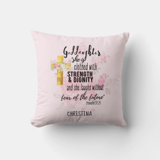 Godtochter Gift Motivierend Ermutigung NAMED Kissen (Vorderseite)