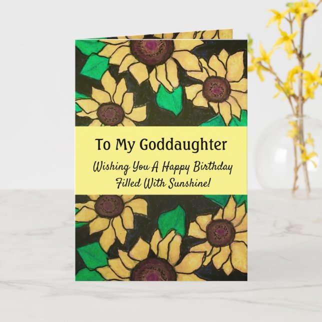 Godtochter Happy Birthday Sunflowers Karte (Gelbe Blume)