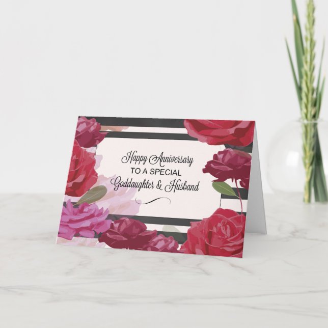 Godtochter & Husband Hochzeitstag Rose Karte (Vorderseite)