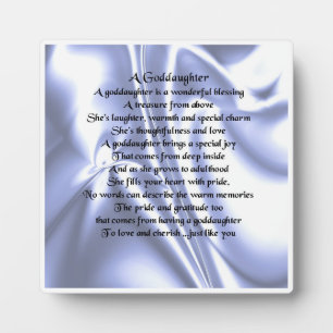Godtochter Poem Plaque - Blaues Seidendesign Fotoplatte