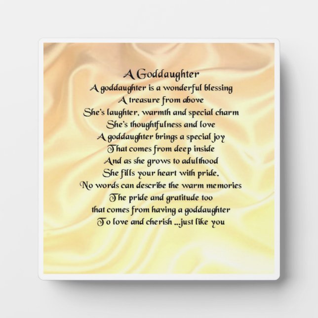 Godtochter Poem Plaque - Cream Silk Design Fotoplatte (Vorderseite)