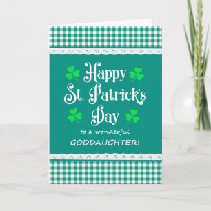 Godtochter St Patrick's Kleeblatts Grüne Karos Karte