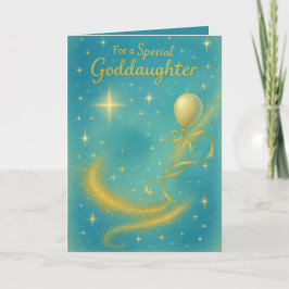 Godtochter Stars Stardust & Balloon Geburtstagkart Ankündigung