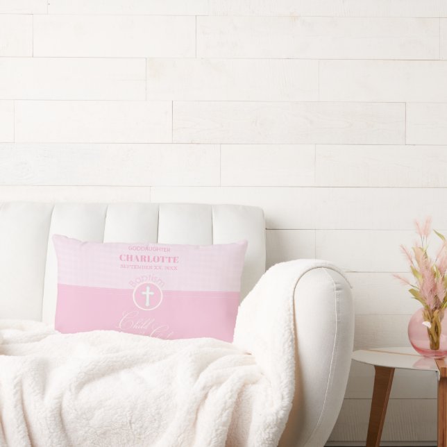 Godtochter Taufe Pink Kind Gottes Personalisiert Lendenkissen (Liege)