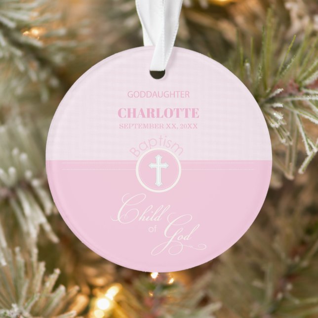 Godtochter Taufe Pink Kind Gottes Personalisiert Ornament (Baum)
