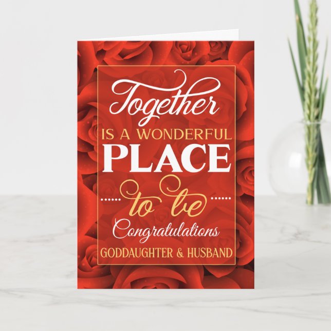 Godtochter und Husband Wedding Glückwunschs Rote R Karte (Vorderseite)