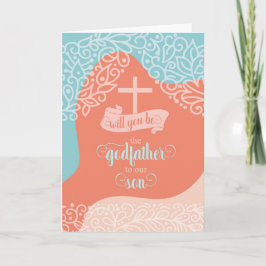 Godvater bitten Orange und Blau mit Kreuz Karte